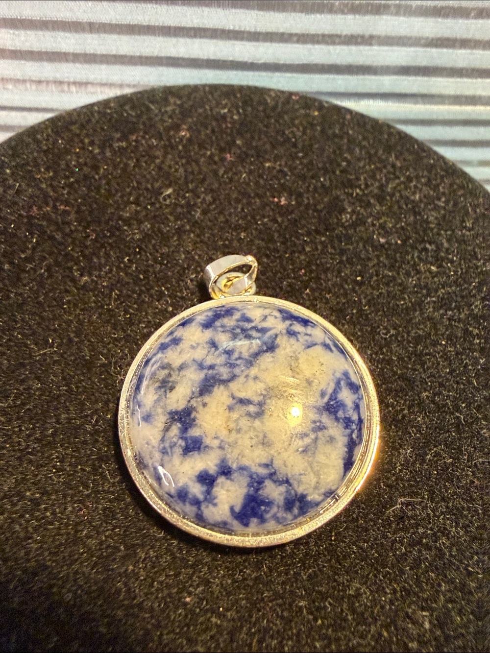 Blue and White Sodalite Round Pendant - Unbranded